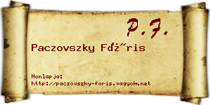 Paczovszky Fóris névjegykártya